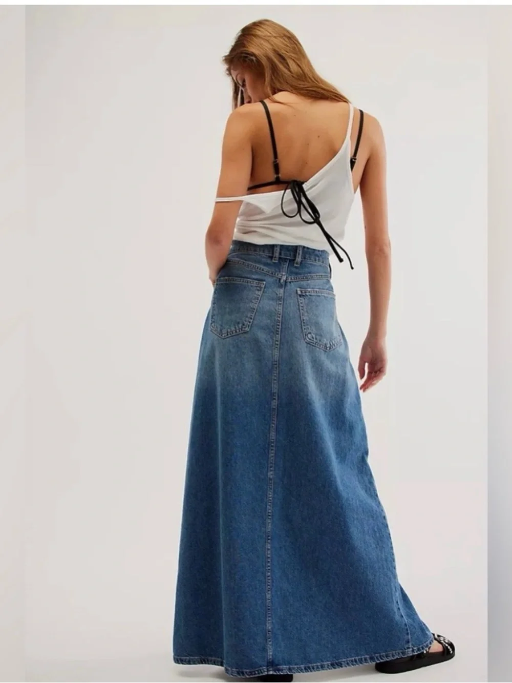 New WE THE PEOPLE Come as you are Denim Maxi Skirt Sz 8